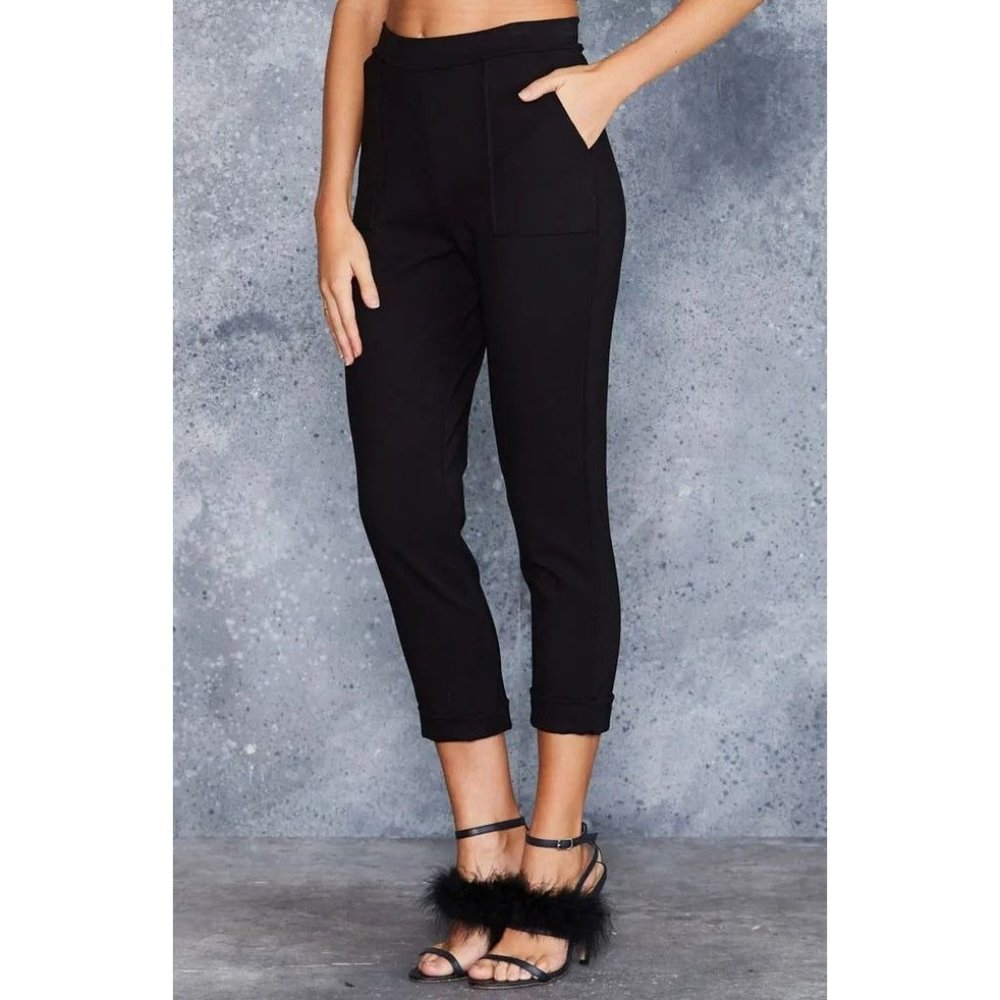 BlackMilk Push It Cuffed Pants XL High Rise Black
